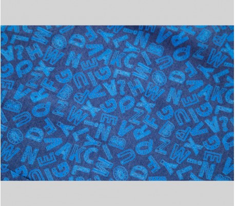 Shaygan - AJC7 Blue Alphabet Pattern Ladies' Scrub