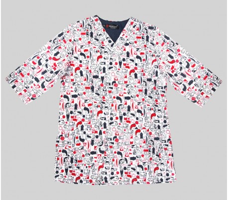 Shaygan - Cat Pattern Ladies' Scrub