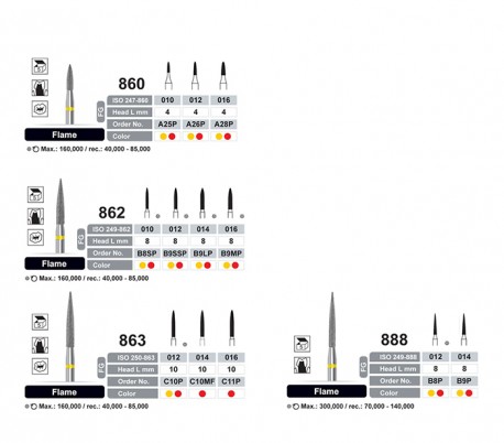 Dentalree - Diamond Burs - Flame - FG