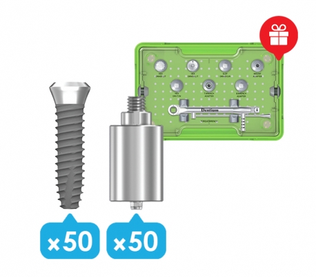 Dentium - SimpleLine II 50x Fixture + 50x Pre-Milled Abutment Prosthetic Package