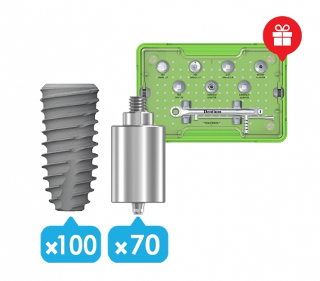 Dentium - SuperLine 100x Fixture + 70x Pre-Milled Abutment Prosthetic Package