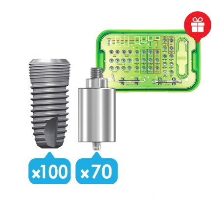 Dentium - Implantium II 100x Fixture + 70x Pre-Milled Abutment Surgical Package