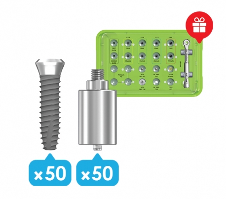 Dentium - SimpleLine II 50x Fixture + 50x Pre-Milled Abutment Surgical Package