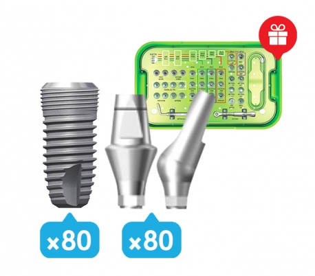 Dentium - Implantium II 80x Fixture + Abutment Surgical Package