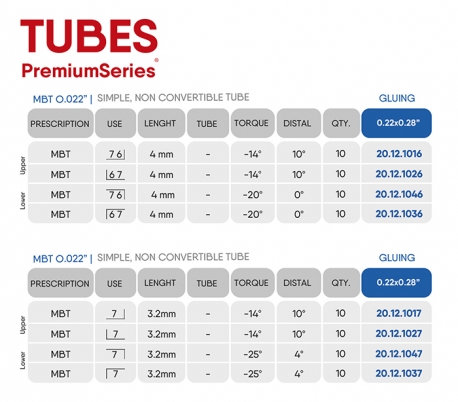 Orthometric - Premium Series MBT .022 L3.2mm Buccal Tube