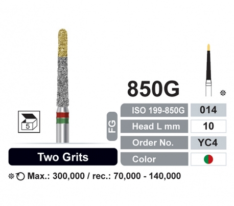 Dentalree - Two Grit Diamond Burs - Round End Taper - FG