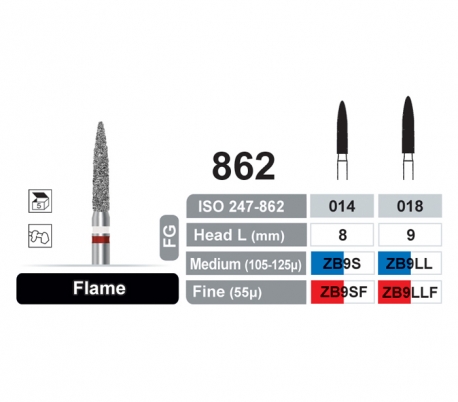 Dentalree - Diamond Zirconium Burs - Flame