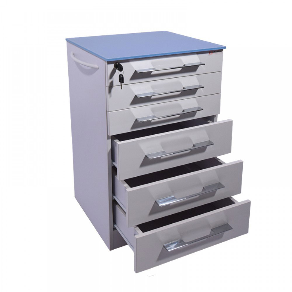 Navid Ekbatan - RMHS 6/2 6-Slide Drawer with MDF Body,  High Glass Door,  Steel Handle and Central Lock