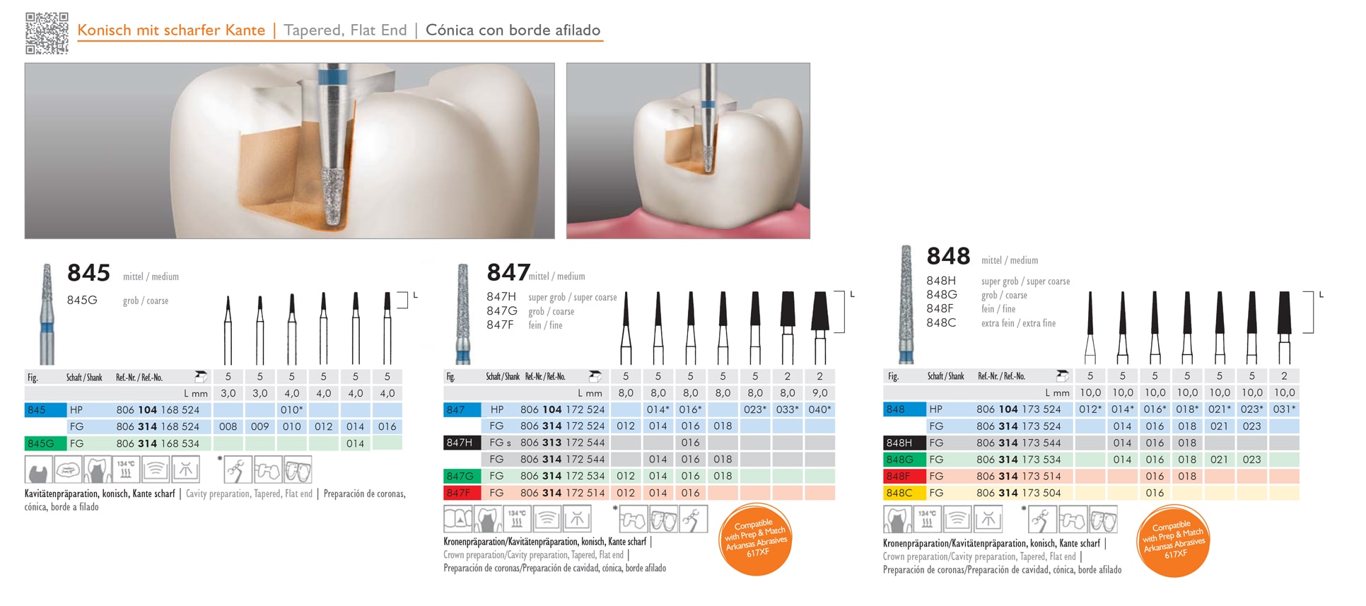 Meisinger Tapered Flat End Burs