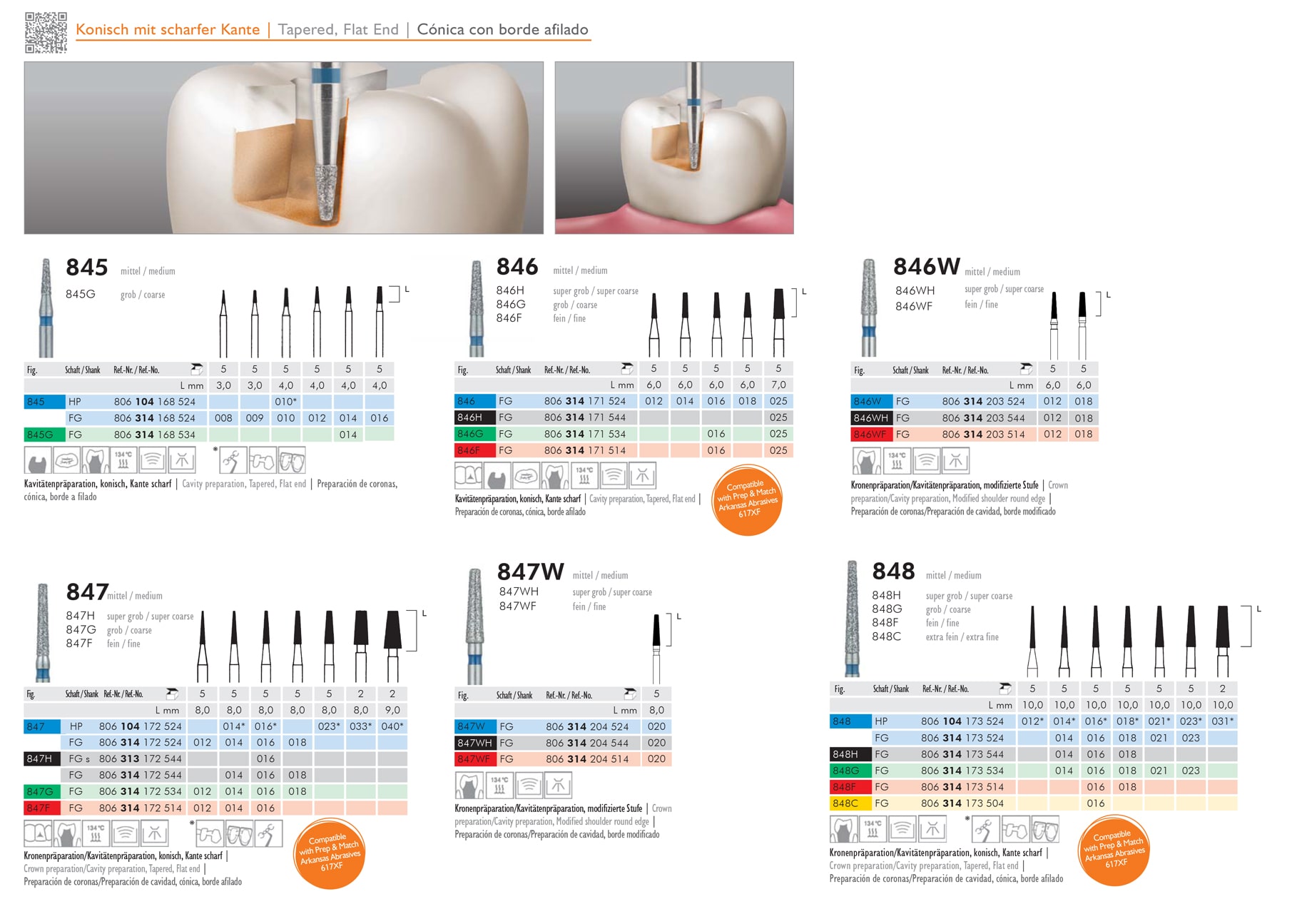 Meisinger Tapered Flat End Burs