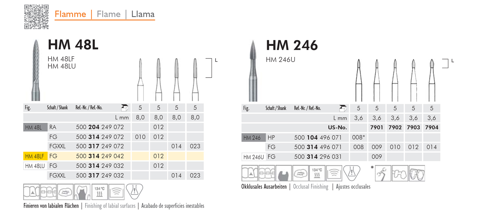 meisinhger Flame-shaped carbide finisher HM48L 