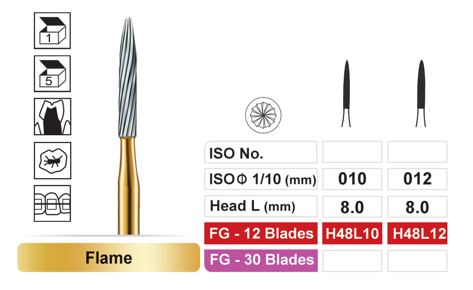 dentalree long flame burs