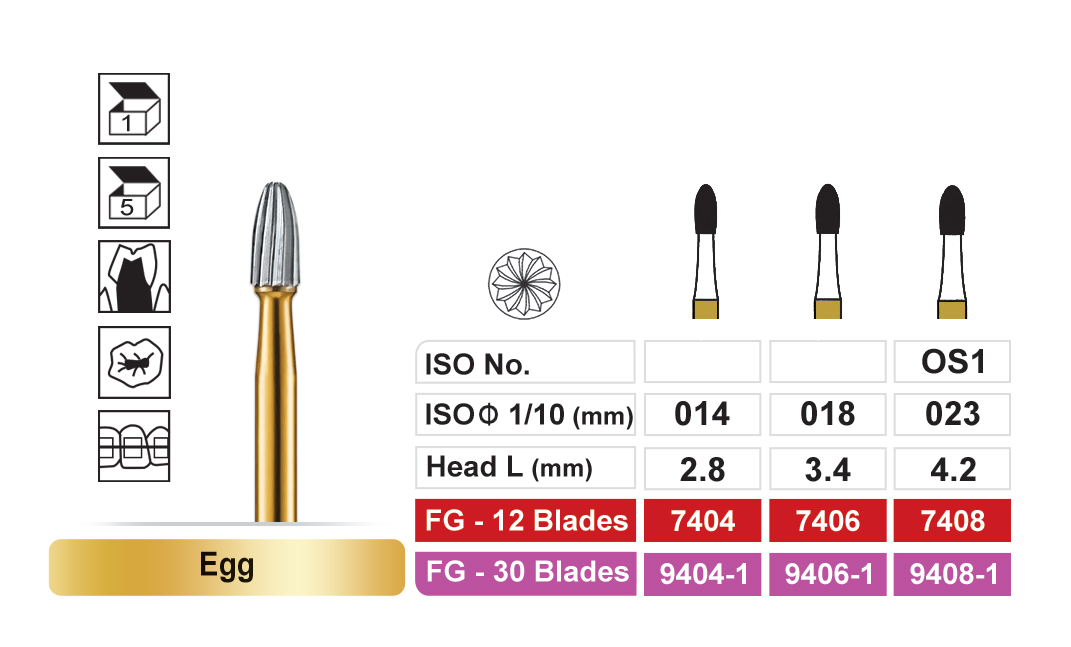 dentalree wide flame burs - carbide