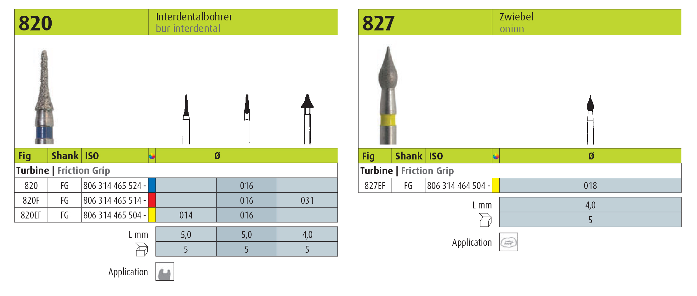 jota 820, 827 diamond interdental burs