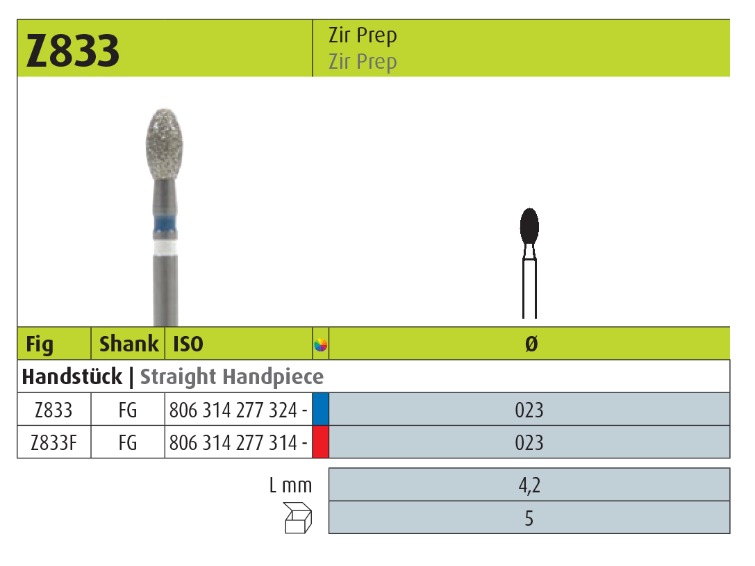 jota Diamond Zir Prep Burs z833