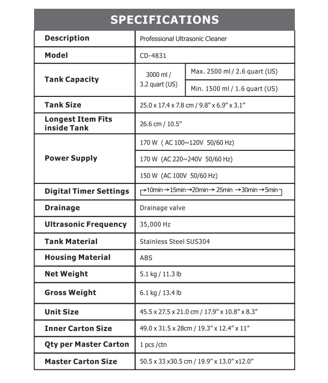 codyson cd-4831 technical data