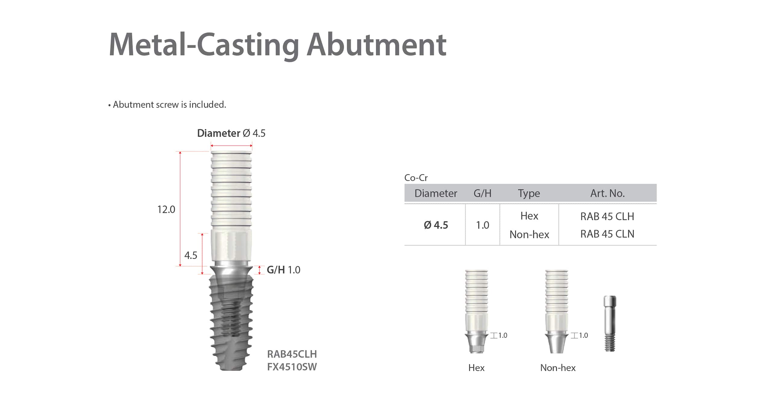 Dentium - SuperLine & Implantium Metal-Casting Abutment