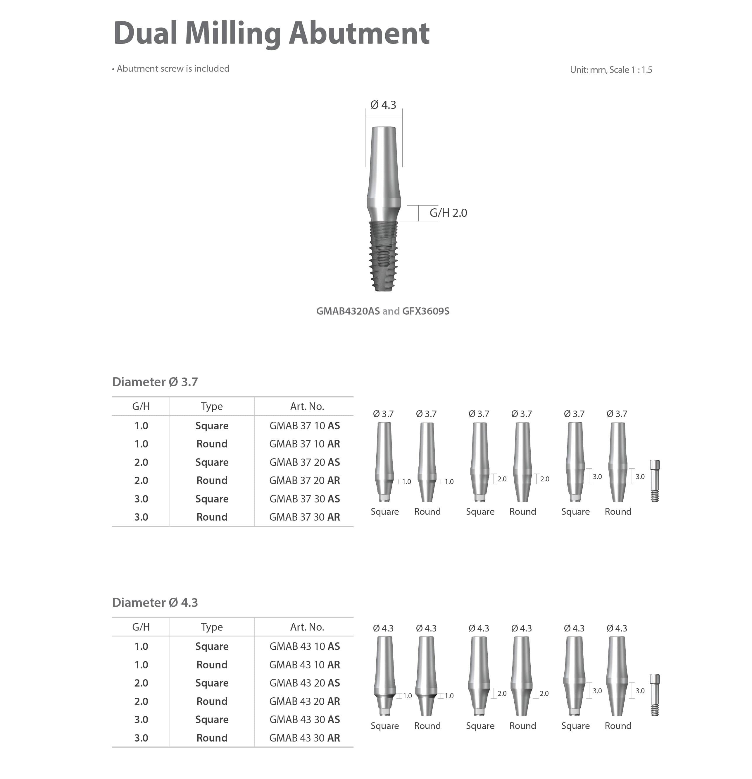 dentium nr line square dual milling abutment