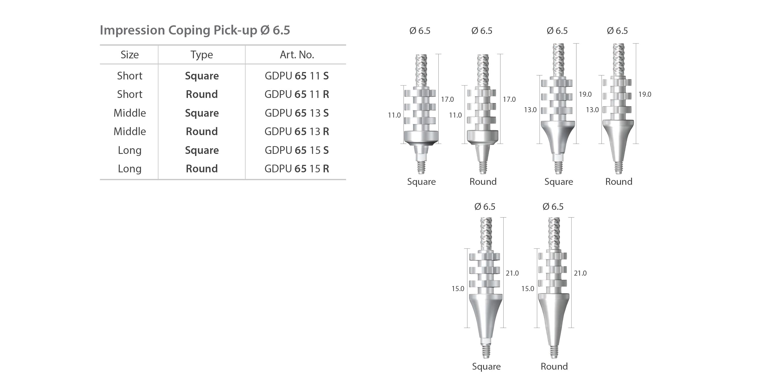 dentium nr line fixture level impression coping pick-up