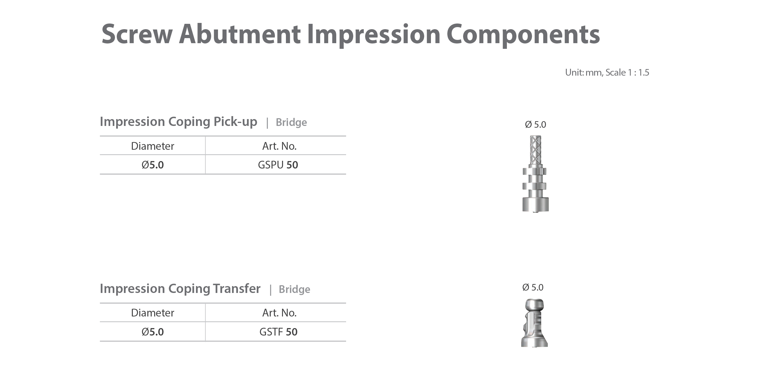 dentium screw abutment Impression Coping Pick-up and Transfer