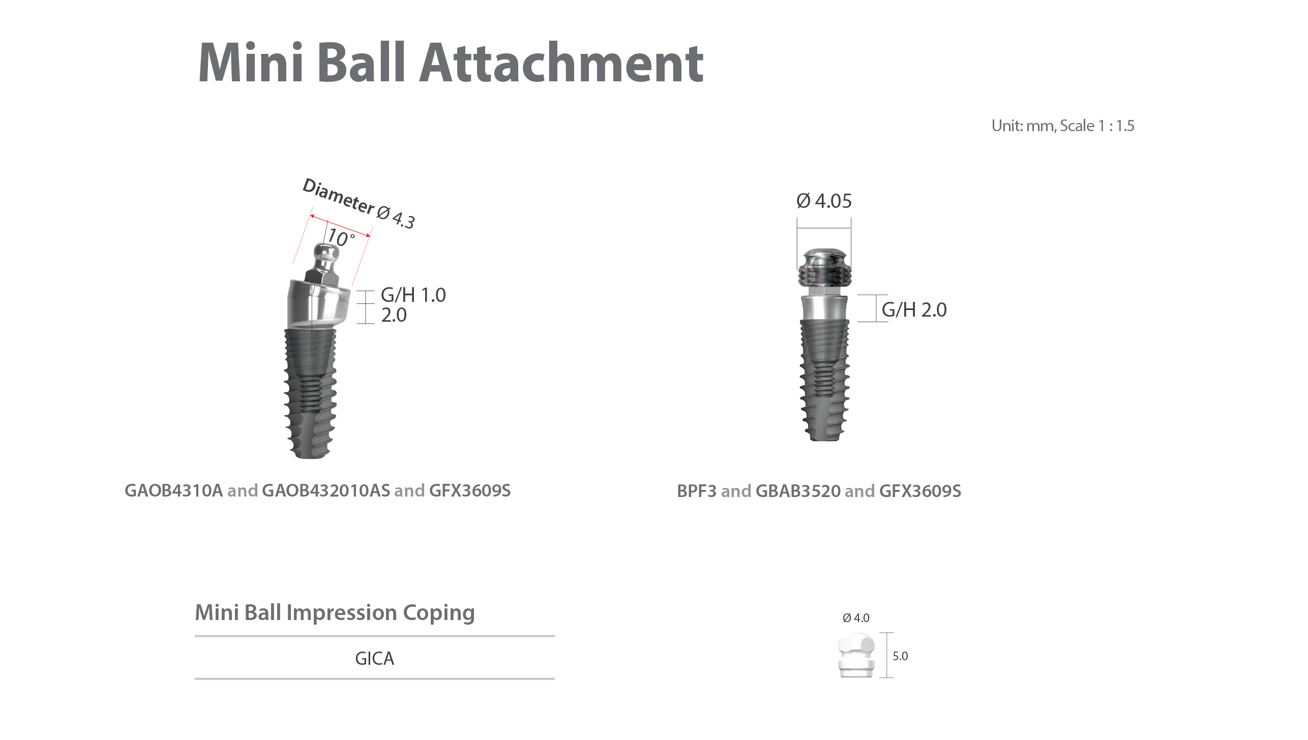 dentium nr line mini ball impression coping