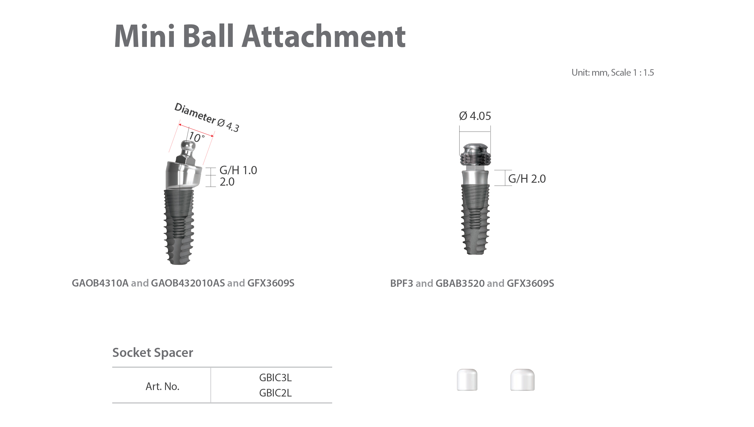 dentium nr line mini ball Socket Spacer